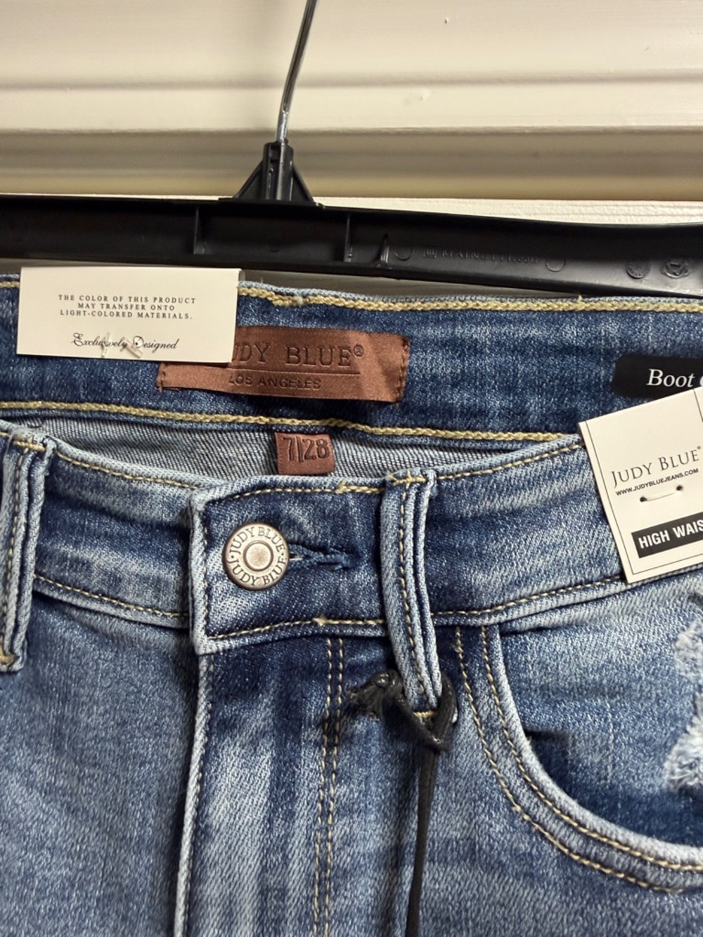 Judy Blue high rise medium wash fray hem bootcut jeans new with tags size 7/28 - Picture 3 of 4
